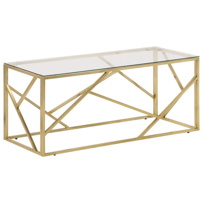 Coffee Table Gold Stainless Steel and Tempered Glass Payday Deals