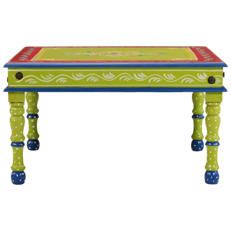 Coffee Table Green Hand Painted Solid Wood Mango Payday Deals