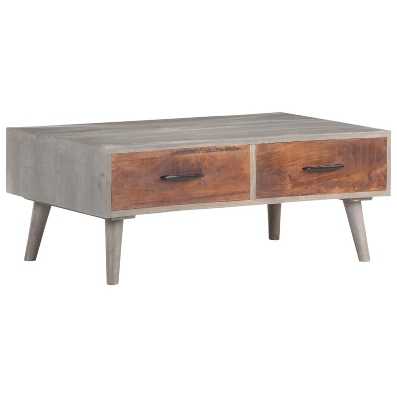 Coffee Table Grey 100x60x40 cm Solid Rough Mango Wood Payday Deals