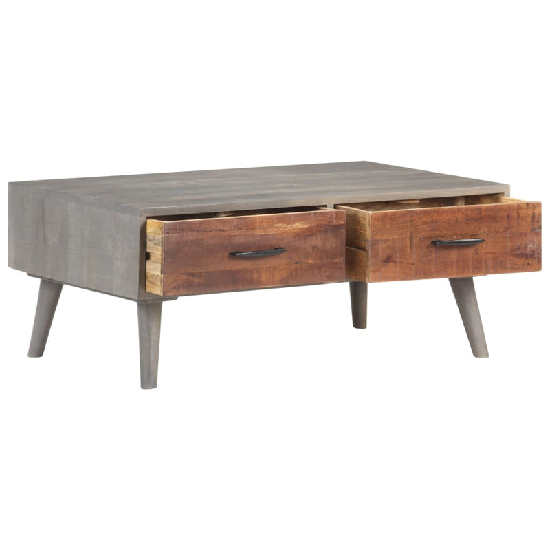 Coffee Table Grey 100x60x40 cm Solid Rough Mango Wood Payday Deals