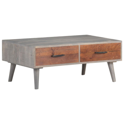 Coffee Table Grey 100x60x40 cm Solid Rough Mango Wood Payday Deals