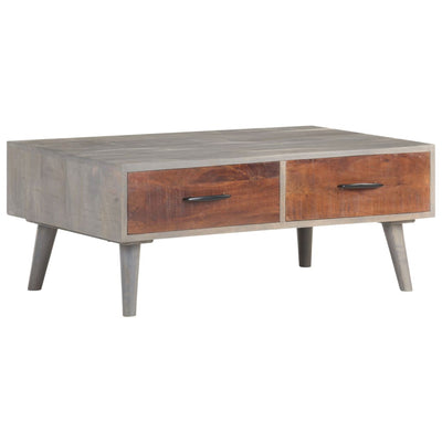 Coffee Table Grey 100x60x40 cm Solid Rough Mango Wood Payday Deals
