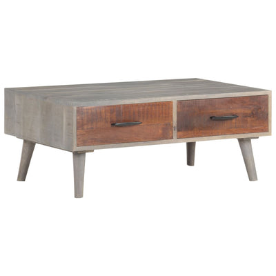 Coffee Table Grey 100x60x40 cm Solid Rough Mango Wood Payday Deals