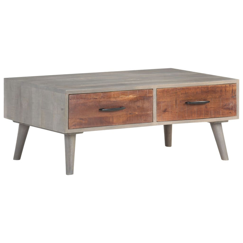 Coffee Table Grey 100x60x40 cm Solid Rough Mango Wood Payday Deals