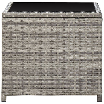 Coffee Table Grey 45x45x40 cm Poly Rattan and Glass Payday Deals