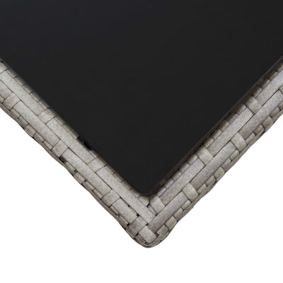 Coffee Table Grey 45x45x40 cm Poly Rattan and Glass Payday Deals