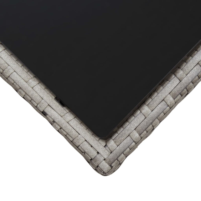 Coffee Table Grey 45x45x40 cm Poly Rattan and Glass Payday Deals