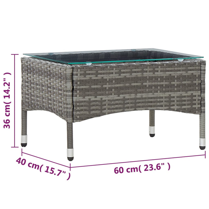 Coffee Table Grey 60x40x36 cm Poly Rattan Payday Deals