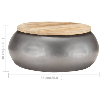 Coffee Table Grey 68x68x30 cm Solid Mango Wood Payday Deals