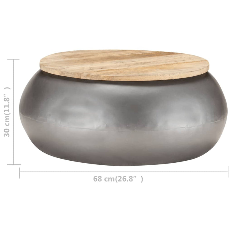Coffee Table Grey 68x68x30 cm Solid Mango Wood Payday Deals