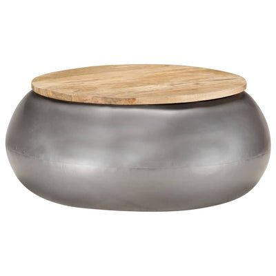 Coffee Table Grey 68x68x30 cm Solid Mango Wood Payday Deals