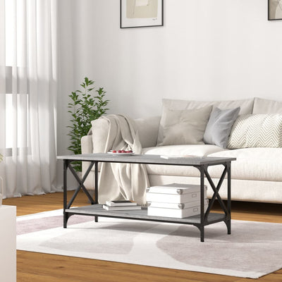Coffee Table Grey Sonoma 100x45x45 cm Engineered Wood and Iron Payday Deals