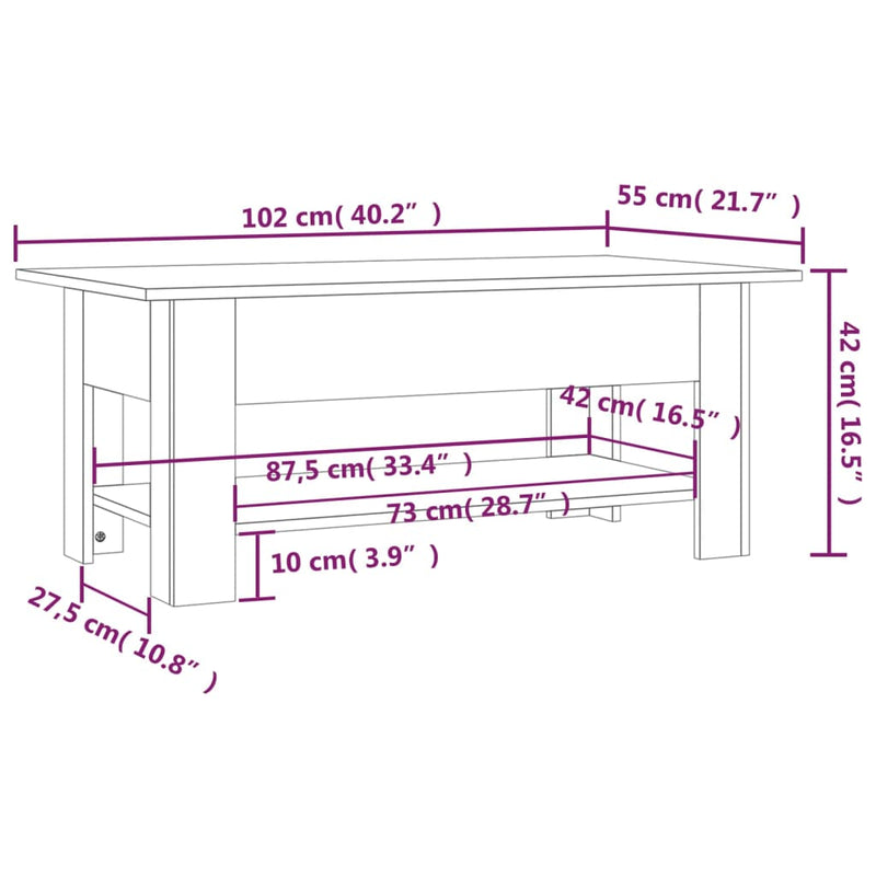 Coffee Table Grey Sonoma 102x55x42 cm Engineered Wood Payday Deals