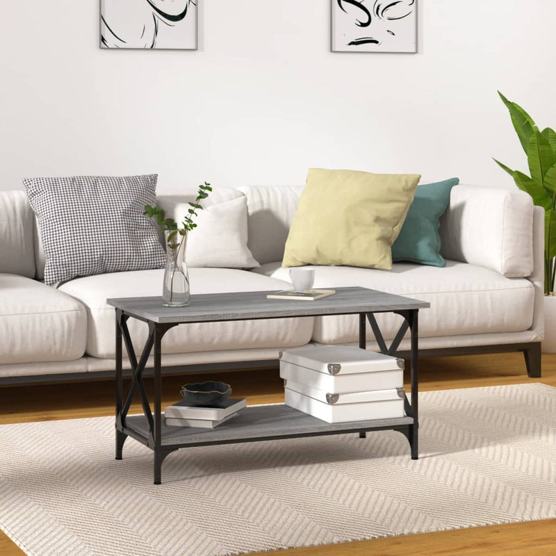 Coffee Table Grey Sonoma 80x45x45 cm Engineered Wood and Iron Payday Deals