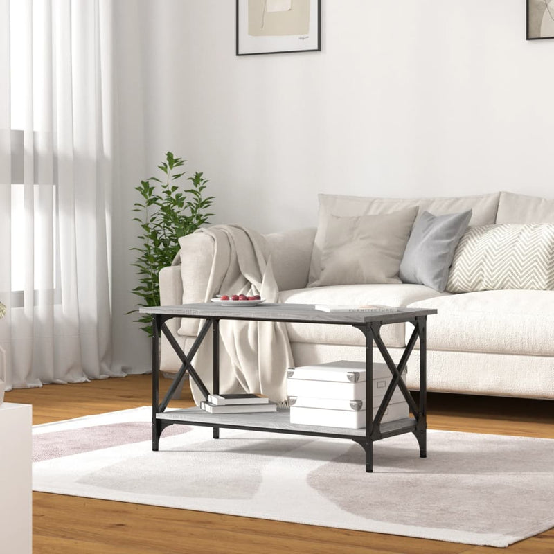 Coffee Table Grey Sonoma 80x45x45 cm Engineered Wood and Iron Payday Deals