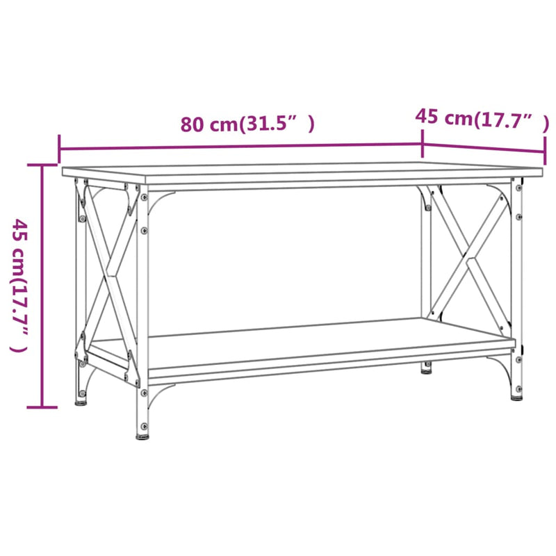 Coffee Table Grey Sonoma 80x45x45 cm Engineered Wood and Iron Payday Deals