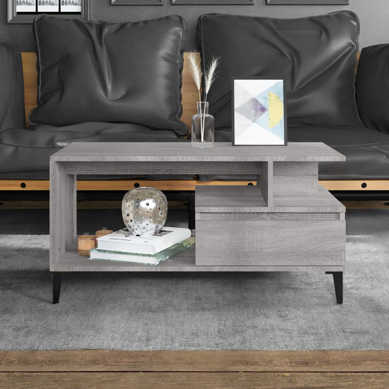 Coffee Table  Grey Sonoma 90x49x45 cm Engineered Wood Payday Deals