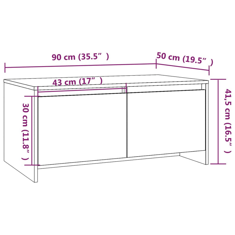 Coffee Table Grey Sonoma 90x50x41.5 cm Engineered Wood Payday Deals