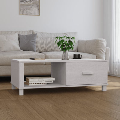 Coffee Table "HAMAR" White 100x55x35 cm Solid Wood Pine