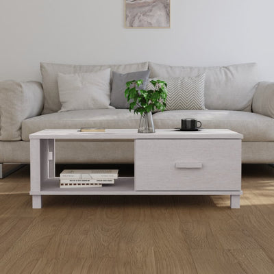 Coffee Table "HAMAR" White 100x55x35 cm Solid Wood Pine Payday Deals