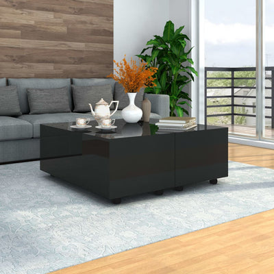 Coffee Table High Gloss Black 100x100x35 cm