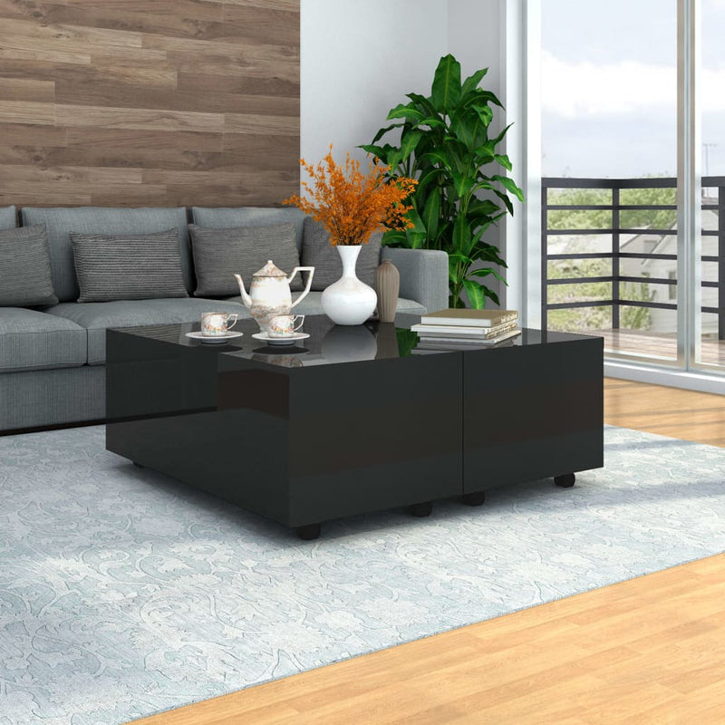 Coffee Table High Gloss Black 100x100x35 cm Payday Deals