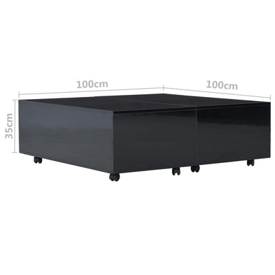 Coffee Table High Gloss Black 100x100x35 cm Payday Deals