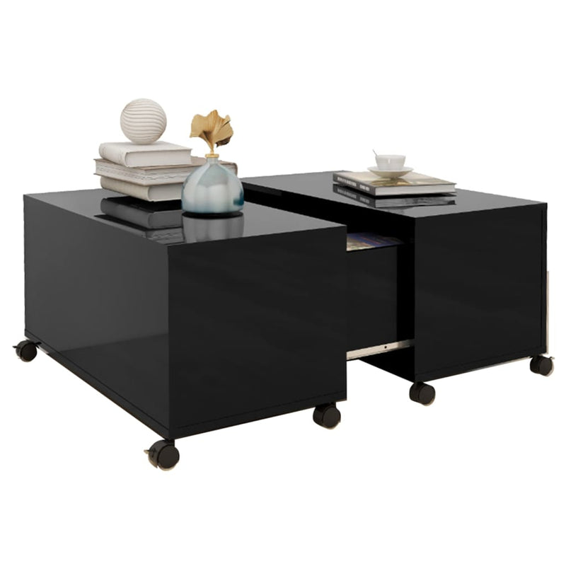 Coffee Table High Gloss Black 75x75x38 cm Engineered Wood Payday Deals