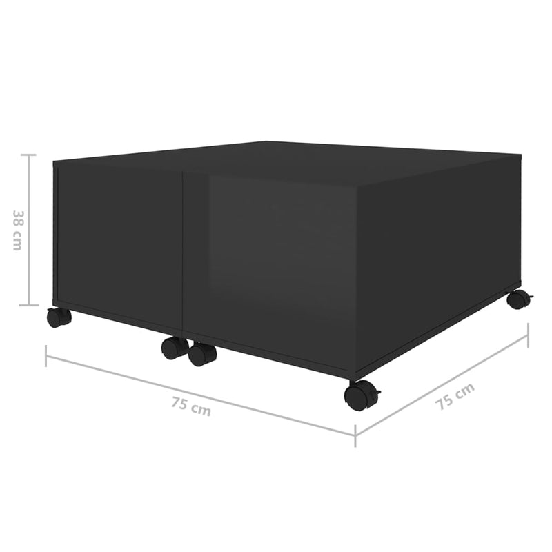 Coffee Table High Gloss Black 75x75x38 cm Engineered Wood Payday Deals