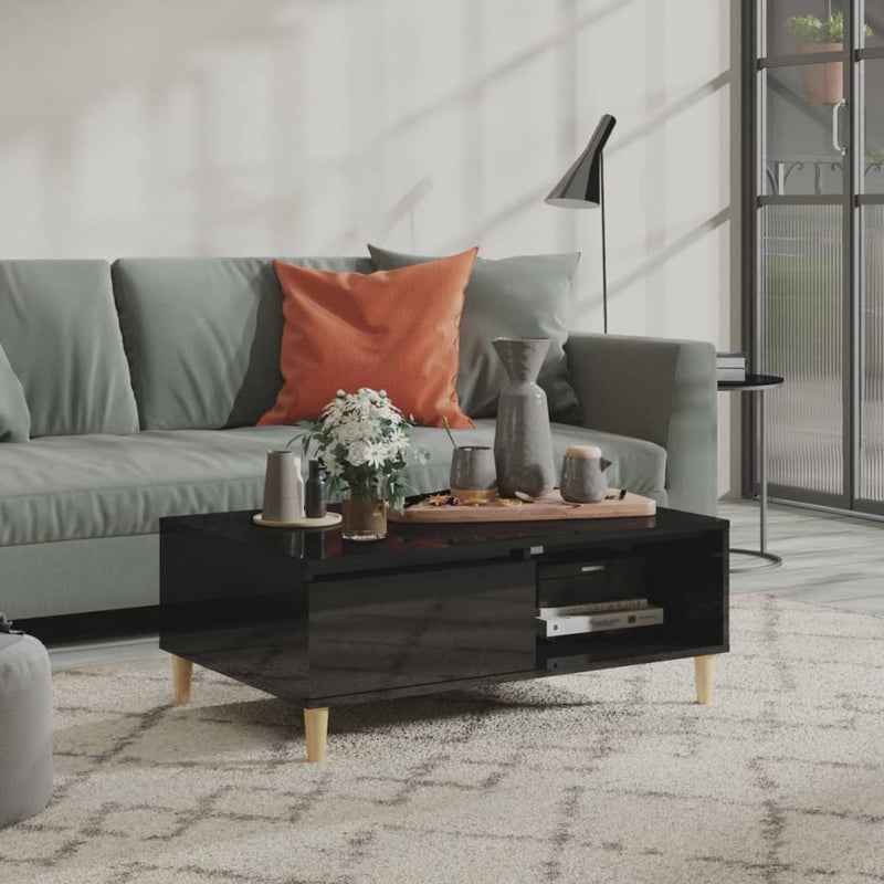 Coffee Table High Gloss Black 90x60x35 cm Engineered Wood Payday Deals