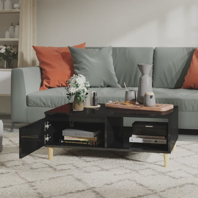 Coffee Table High Gloss Black 90x60x35 cm Engineered Wood Payday Deals