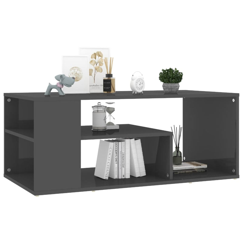 Coffee Table High Gloss Grey 100x50x40 cm Engineered Wood Payday Deals
