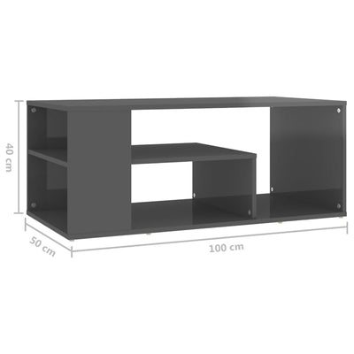 Coffee Table High Gloss Grey 100x50x40 cm Engineered Wood Payday Deals