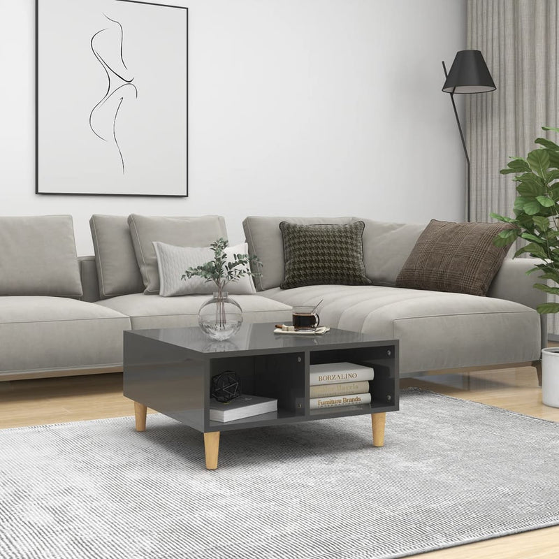 Coffee Table High Gloss Grey 60x60x30 cm Engineered Wood Payday Deals