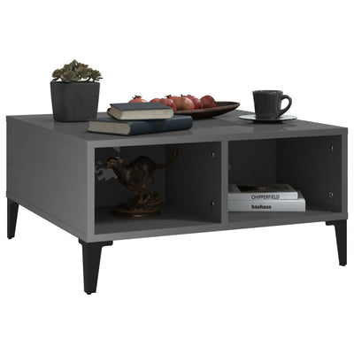 Coffee Table High Gloss Grey 60x60x30 cm Engineered Wood Payday Deals