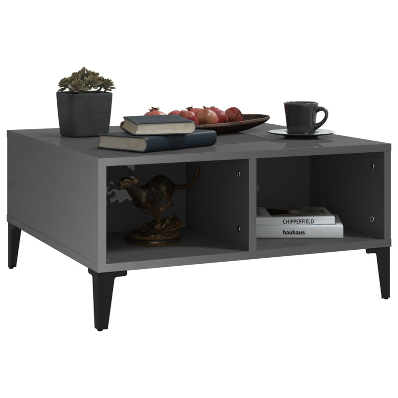 Coffee Table High Gloss Grey 60x60x30 cm Engineered Wood Payday Deals