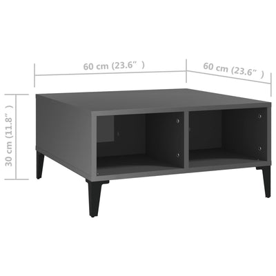 Coffee Table High Gloss Grey 60x60x30 cm Engineered Wood Payday Deals