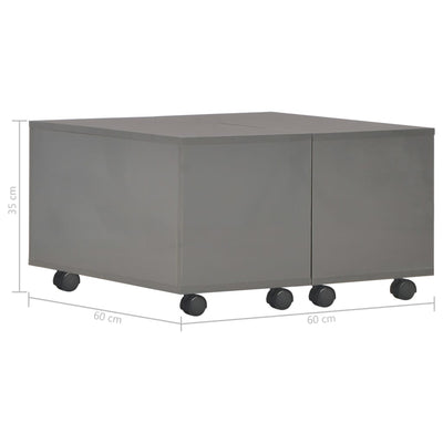 Coffee Table High Gloss Grey 60x60x35 cm Engineered Wood Payday Deals
