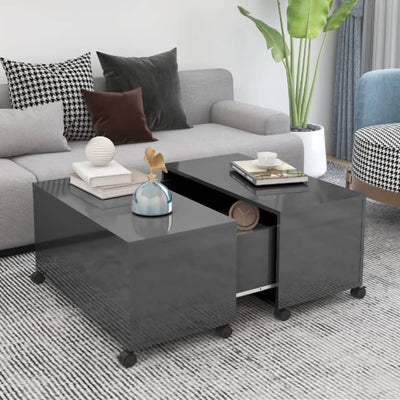 Coffee Table High Gloss Grey 75x75x38 cm Chipboard Payday Deals