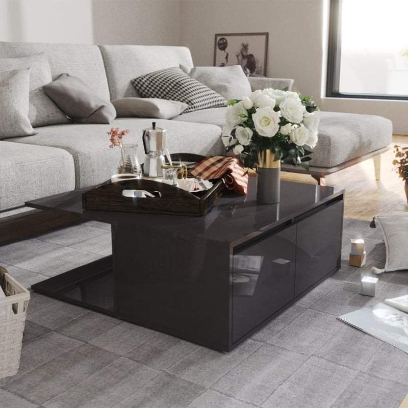 Coffee Table High Gloss Grey 80x80x31 cm Chipboard Payday Deals