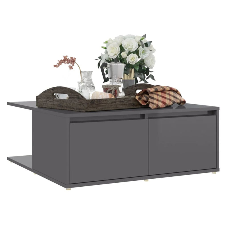 Coffee Table High Gloss Grey 80x80x31 cm Chipboard Payday Deals