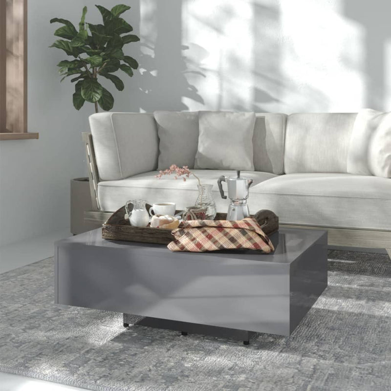 Coffee Table High Gloss Grey 85x55x31 cm Engineered Wood Payday Deals