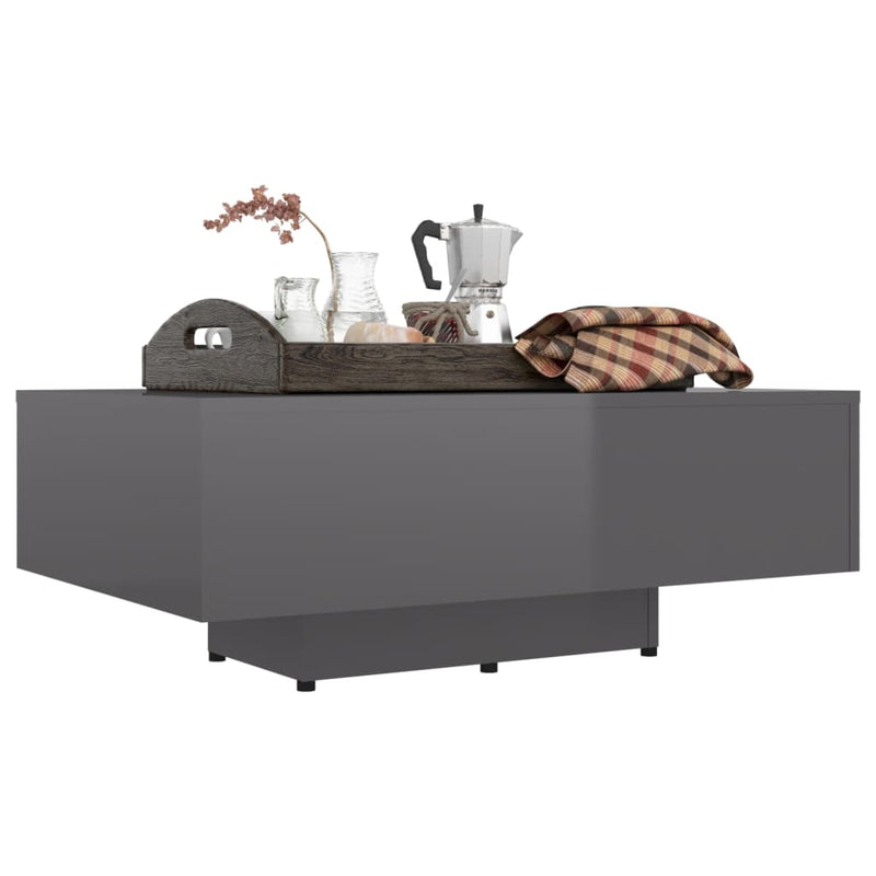 Coffee Table High Gloss Grey 85x55x31 cm Engineered Wood Payday Deals