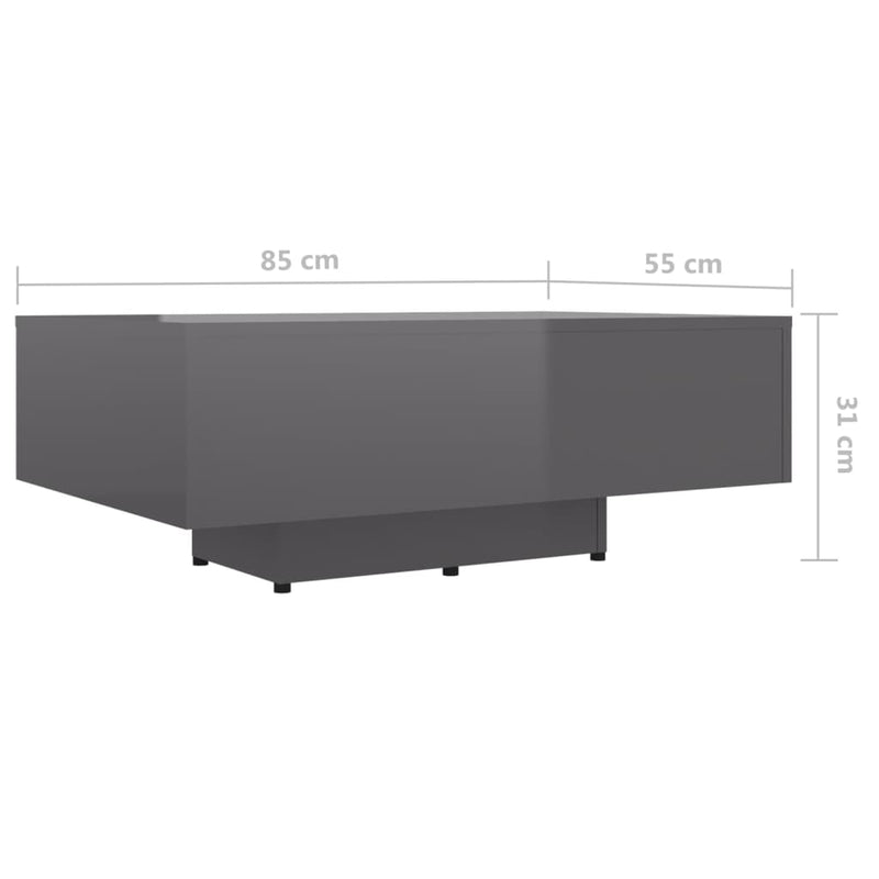 Coffee Table High Gloss Grey 85x55x31 cm Engineered Wood Payday Deals