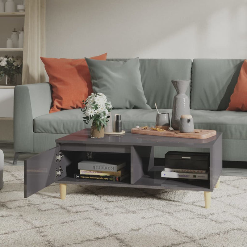 Coffee Table High Gloss Grey 90x60x35 cm Engineered Wood Payday Deals
