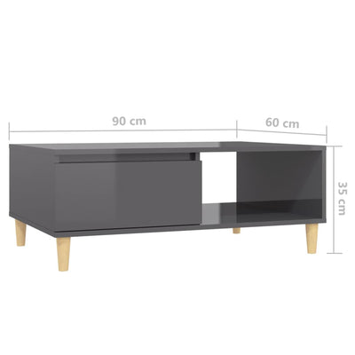 Coffee Table High Gloss Grey 90x60x35 cm Engineered Wood Payday Deals