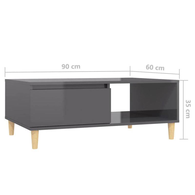 Coffee Table High Gloss Grey 90x60x35 cm Engineered Wood Payday Deals