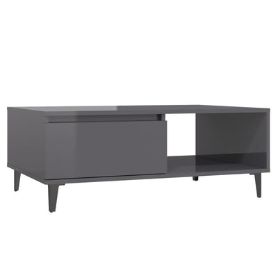 Coffee Table High Gloss Grey 90x60x35 cm Engineered Wood Payday Deals