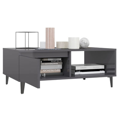 Coffee Table High Gloss Grey 90x60x35 cm Engineered Wood Payday Deals