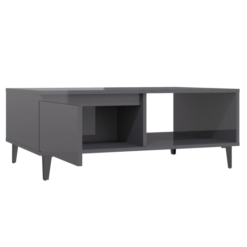 Coffee Table High Gloss Grey 90x60x35 cm Engineered Wood Payday Deals